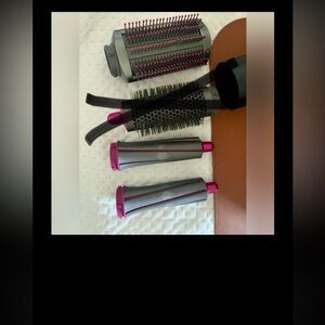 Dyson airwrap attachments + leather box